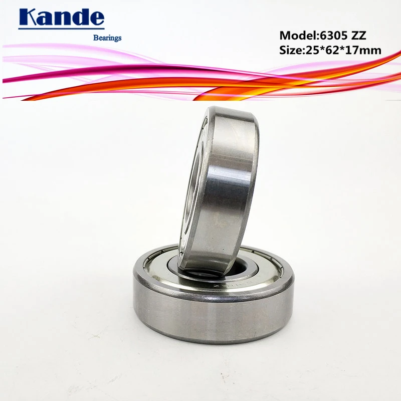 Kande 6305ZZ 2PCS ABEC-5 6305 2Z Single Row Deep Groove Ball Bearing 25x62x17 mm 6305Z Bearing