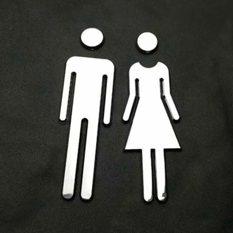 JX-LCLYL 2pcs/set 120*45mm Adhesive Plaque MEN & WOMEN Set Toilet Loo Bathroom Restroom WC Door Sign