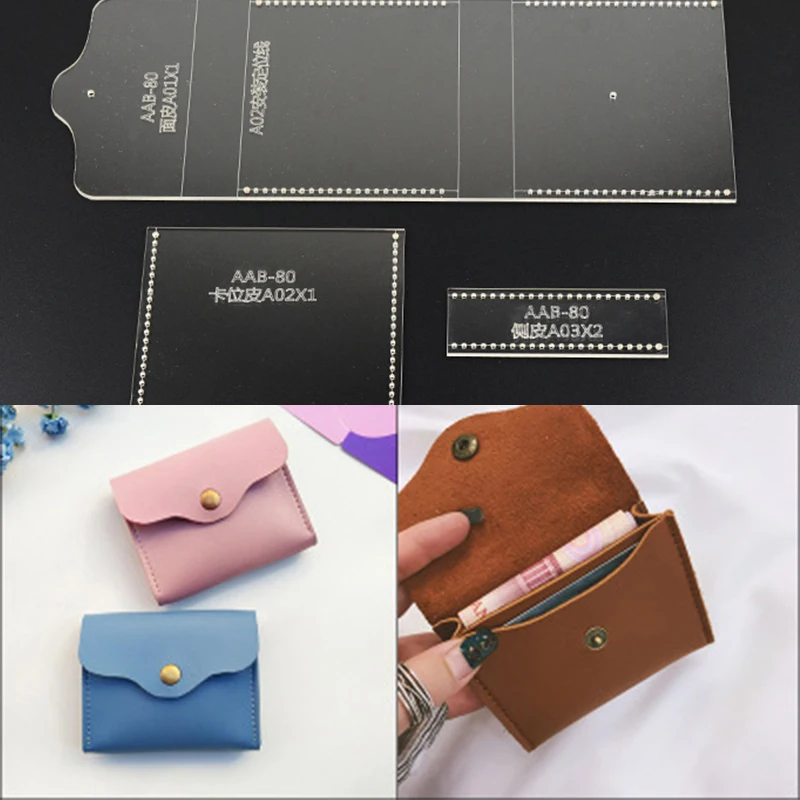 YOMDID DIY Handmade Leather Template Practical Card Bag Coin Purse Making Tool outil pour le cuir Short Wallet Leathercraft Mold