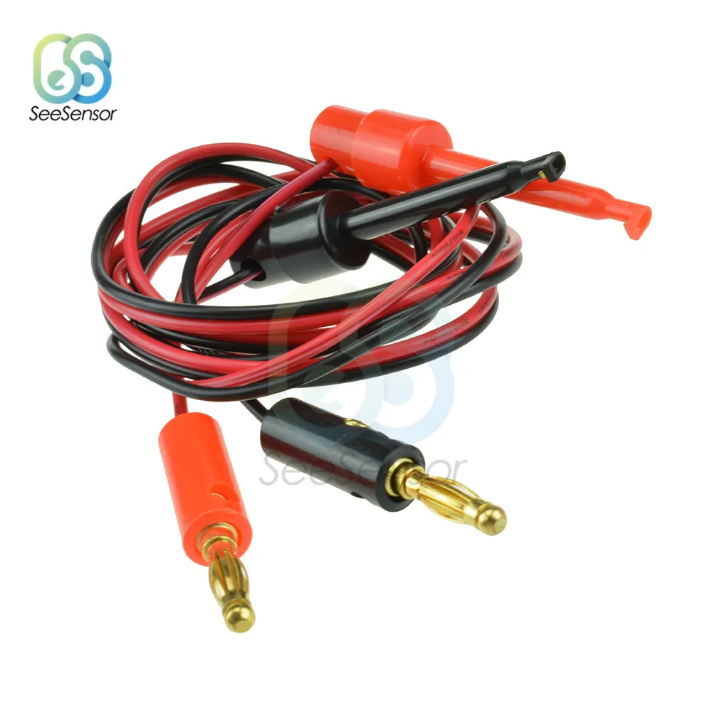1M Kleine Test Hook Clip Banana Plug Kabel Voor Multimeter Test Lead Kabels Zwart Wit Elektrische Klem Dual tester 1 Paar