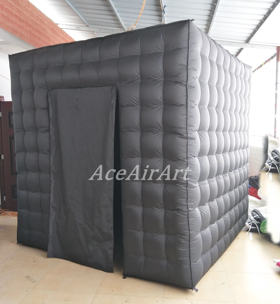 Gabinete inflável preto Photo Booth com cortina Fordable, interior escuro completo sem luz