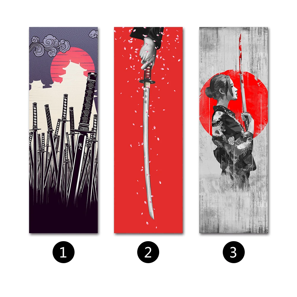 Japanese Samurai Ukiyoe Scroll poster Canvas Poster with Wooden Hanger Wall Art Living Room Bedroom Home Decor Scroll Painting