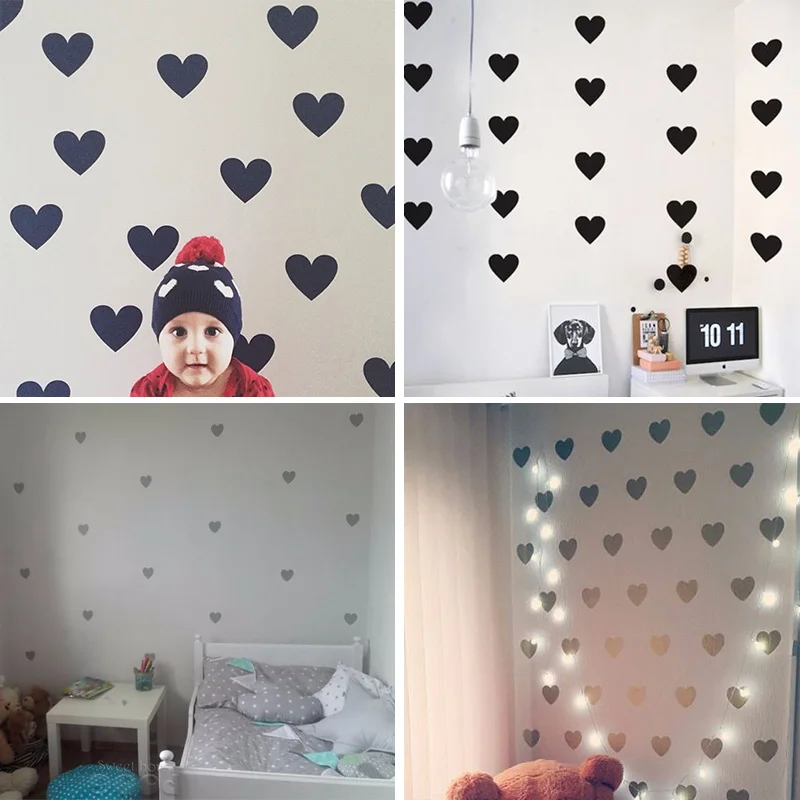 Heart Baby Room Decorative Stickers Girl Bedroom Wall Decal Stickers Children Wall Stickers Room Decoration Nursery Home Decor image 3