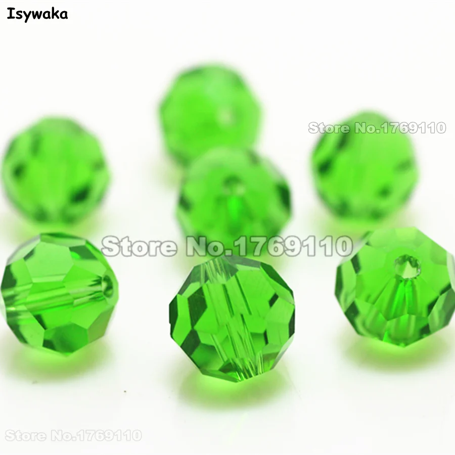 

Isywaka 10mm 70Pcs Deep Green Color Football Faceted Austrian crystal Bead Round Loose beads Bracelet accessories Diy Making