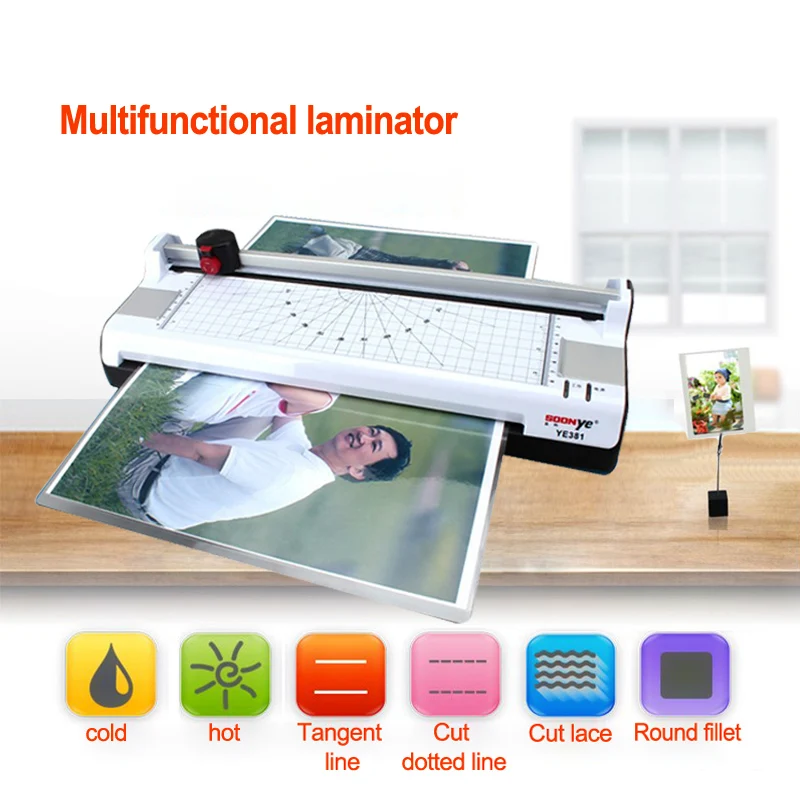 Laminator Machine for A3/A4/A6 YE381 Thermal Laminating Machine for Home Office School Use , Paper Trimmer and Corner Rounder