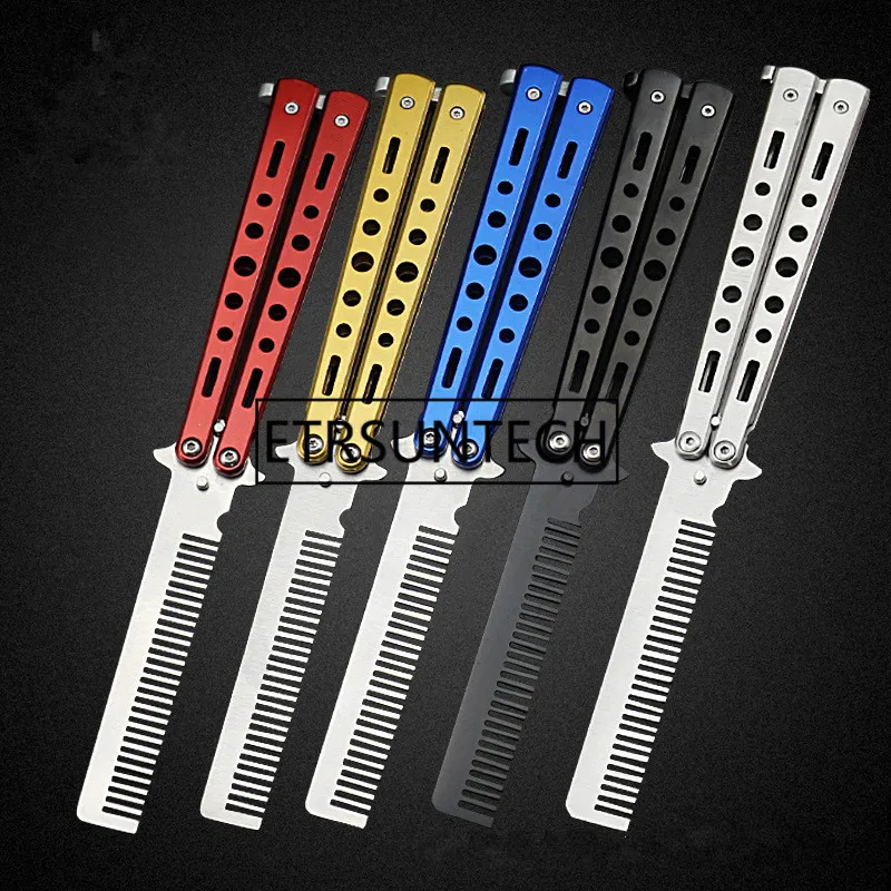 Professional Salon Butterfly Folding Combs Knife Hair Styling Stainless Steel Practice Training Style