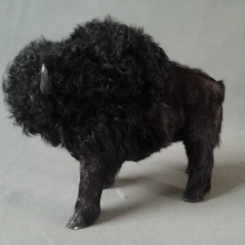 new simulation cow toy lifelike handicraft black bison doll gift about 35x21cm