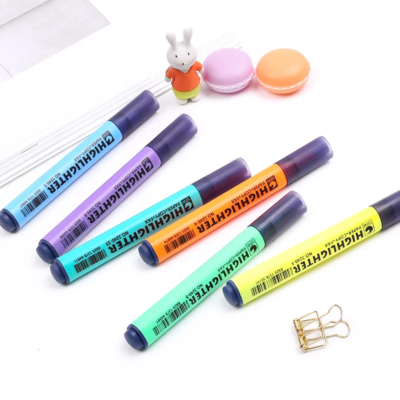 Cute Color Triangle Pen Rod Fluorescent Pen Student Kawaii Fluorescent Mark Mark Pen Painting Stationery Learn Supplies1 Pcs