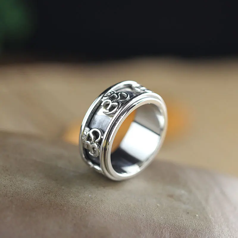 100%S925 sterling silver jewelry personality men's time to run the ring free shipping