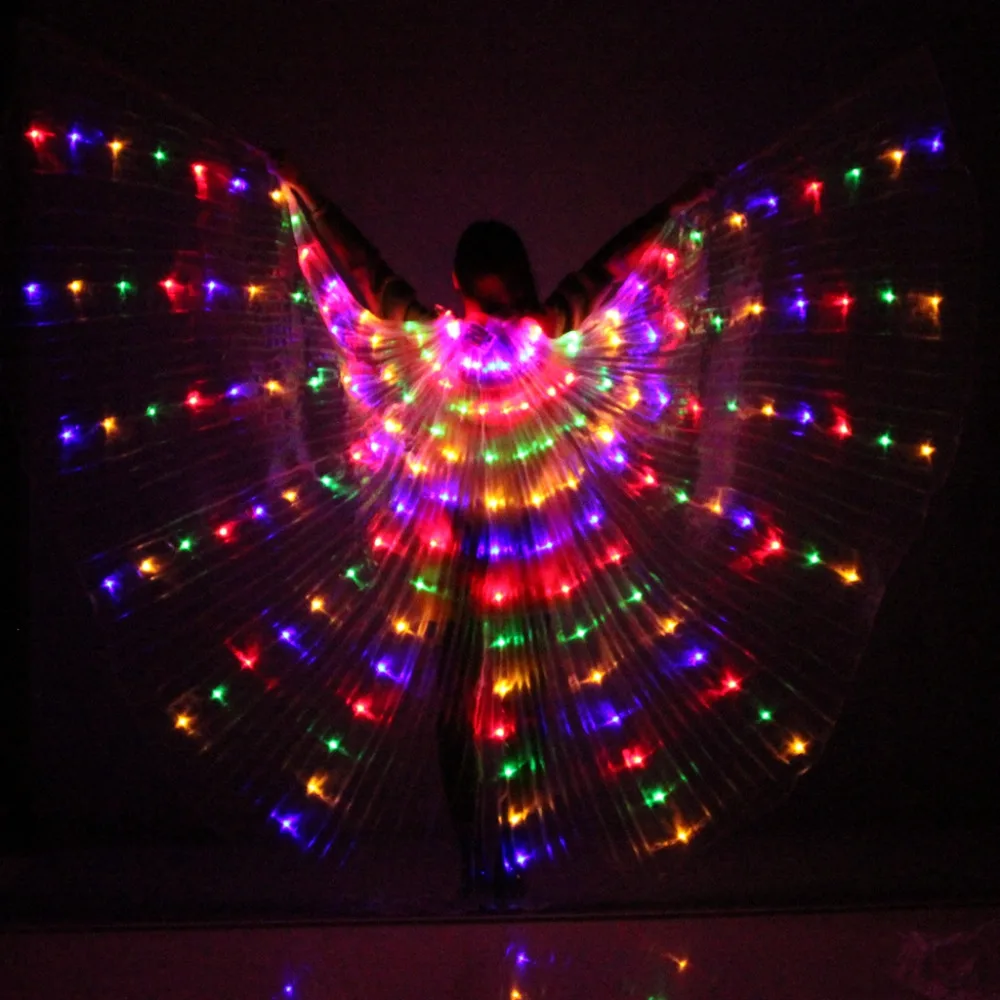 

women belly dance lamp props open 360 degrees LED Shining wings girls wing dancer glow wings stick Bags christmas gifts