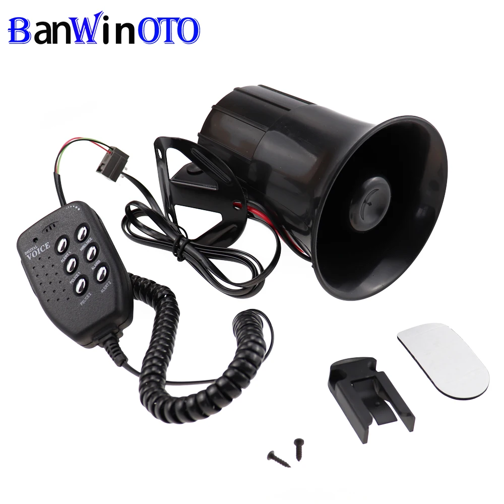 

Siren Speaker Air Horn 125DB Loud 6 Sounds Alarm Claxon 12V for Auto Car Motorcycle Boat Megaphone with MIC Digital Voice LB001