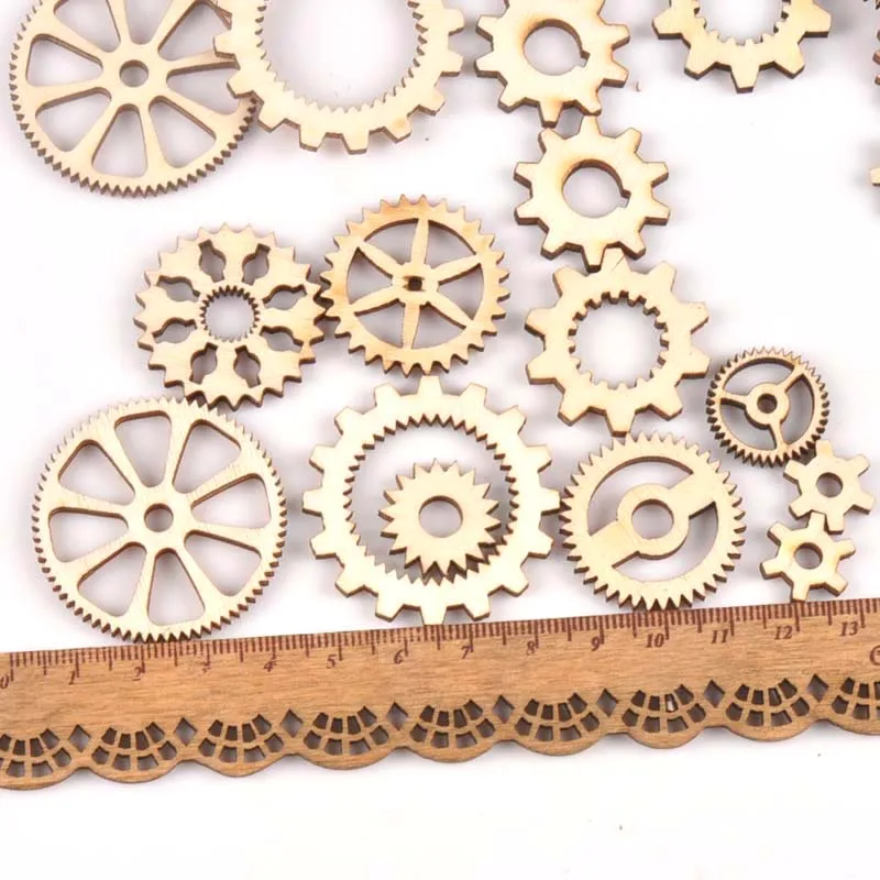 20pcs 13-40 millimetri Misto Gear Wheel Ornamenti In Legno Scrapbooking Decorazione di Legno del Mestiere di DIY Accessori Fatti A Mano m1816