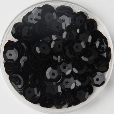 50g(1650pcs) 8mm Cup Sequins for Craft Silver-based Embossing Black Confetti Spangles