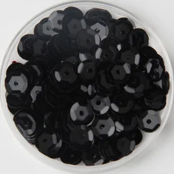 50g(1650pcs) 8 millimetri Coppa Paillettes per le Imbarcazioni Argento a base di Goffratura Nero Coriandoli Lustrini