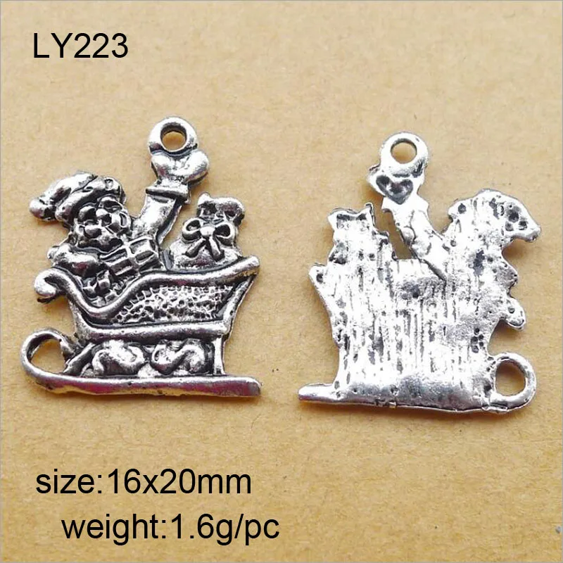 16x20mm Antique Silver Zinc Alloy Christmas Santa Claus Sleigh Charms Pendant Fit For Jewelry Making 50PCS/lot