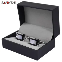 SAVOYSHI Luxury Shell Cufflinks for Mens Shirt Brand Cuff bottons High Quality Square Wedding Cufflinks Fashion Gift Men Jewelry