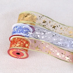 10 yards Christmas Decoration Rose/Silver/Gold/Red/Blue Ribbons For Crafts Making Bows Organza Ribbon Glitter Christmas Ribbon