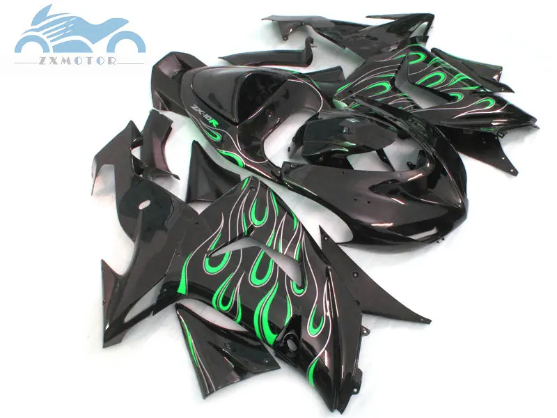 Upgrade your fairings kit for KAWASAKI Ninja ZX10R 2006 2007 motor sports racing fairing kits ZX 10R 06 07 green black body kits