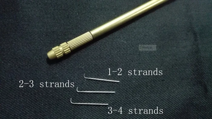 1 Bronze Holder + 3 Size Ventilating Needles(1-2,2-3,3-4) Making Repair Lace Wig Toupee Hairpiece Knotting Hook Sets
