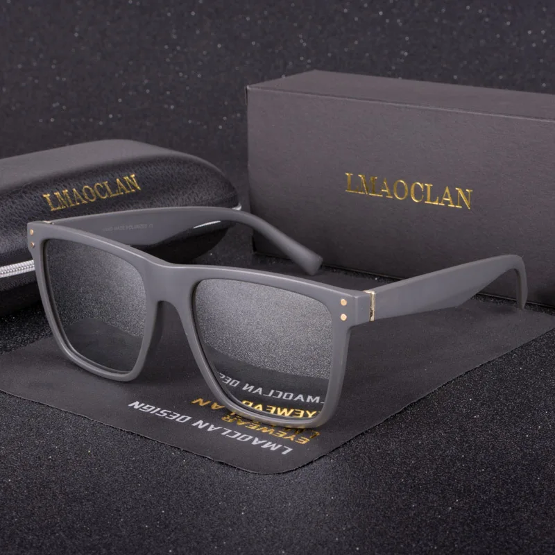 ออกแบบแบรนด์ Polarized แว่นตากันแดดผู้ชายผู้หญิงขับรถสแควร์ดวงอาทิตย์แว่นตาชาย Goggle UV400 Gafas De Sol TR90