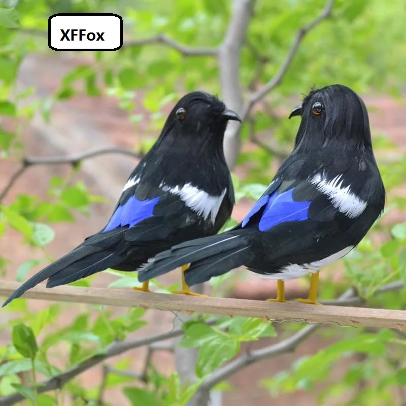 

a pair of simulaiton magpie models foam&feather lifelike black magpie bird toys about 16cm xf0690