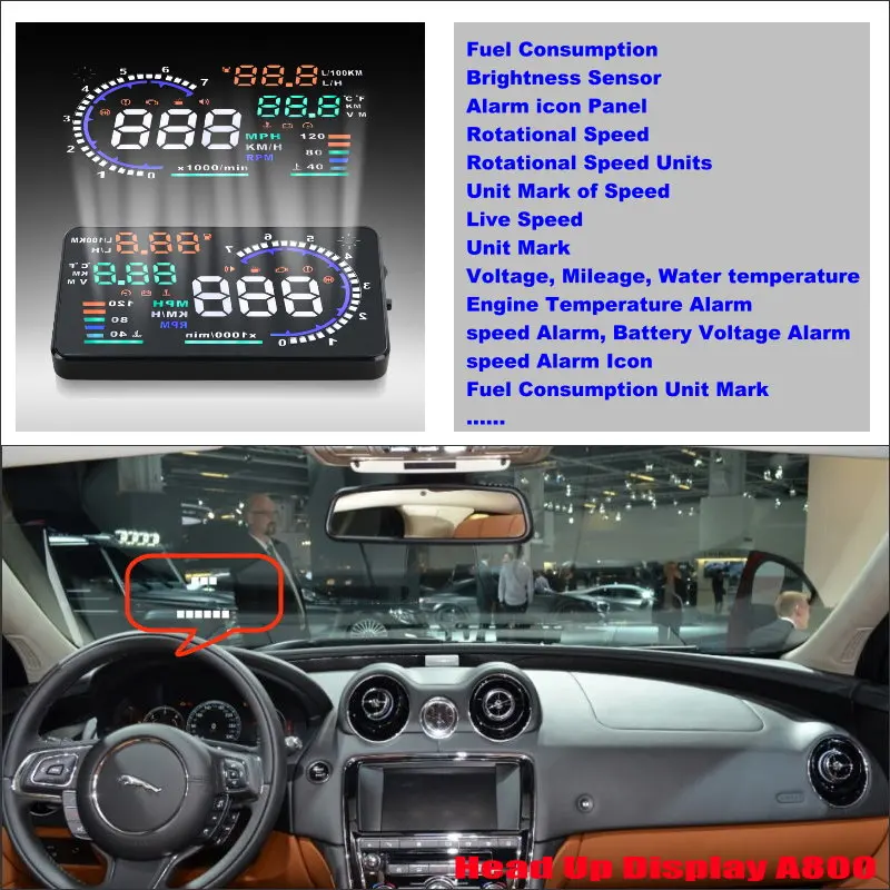 For Jaguar XE/XF/XJ/XJR 2008-2019 Car Accessories OBD HUD AUTO Head Up Display Plug & Play Driving Screen Projector Reflecting