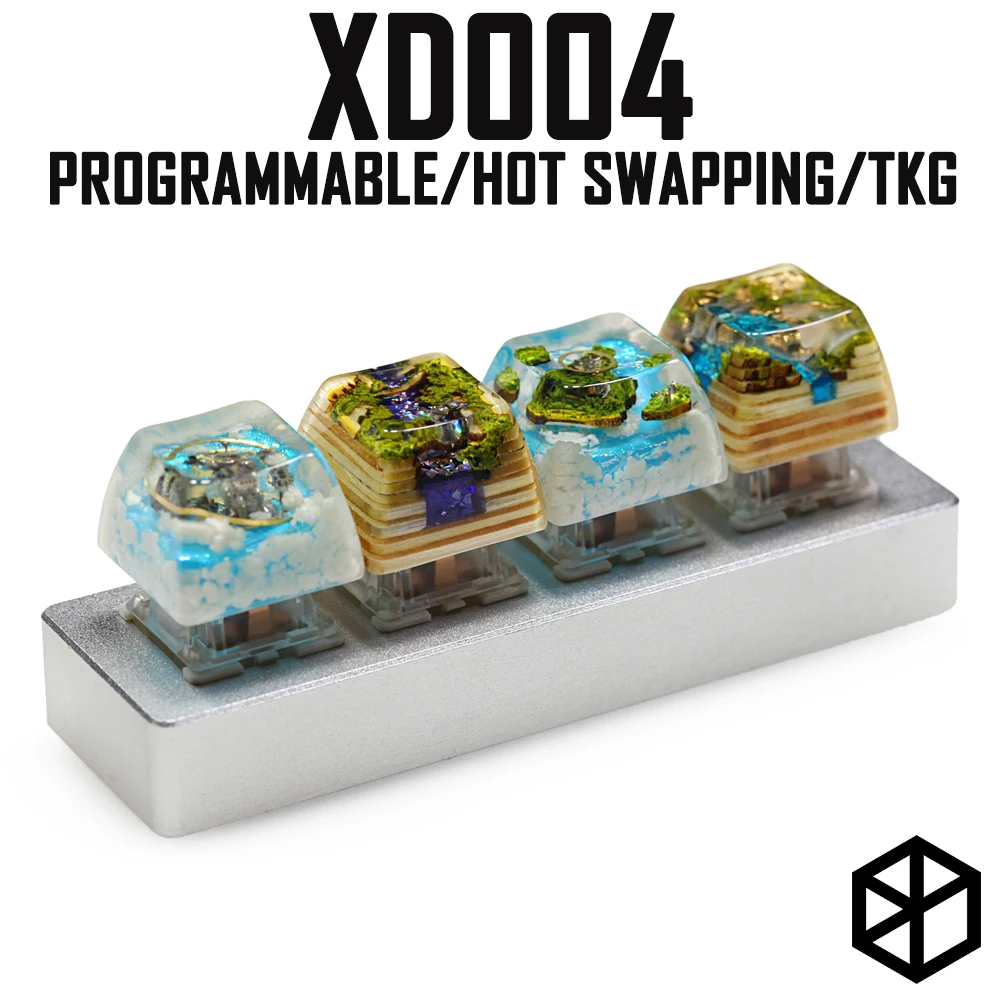

Механическая клавиатура xd004 xiudi 4%, 4 клавиши, переключатель PCB для светодиодов, программируемая Горячая замена, макро-клавиша, серебристый чехол, микропорт