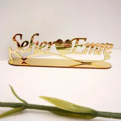 Personalized Name Mirror TableShow With Stand Plate Custom Acrylic Wedding Table Decor Love Heart Party Favors Bride Gifts Wave