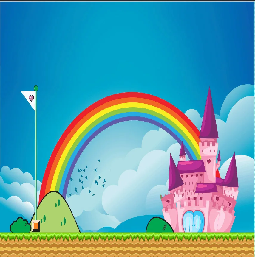 10x10FT Blue Sky Birds Colors Rainbow Arch Gate Super Flag Pink Castle Custom Photography Backgrounds Backdrops Studio Vinyl