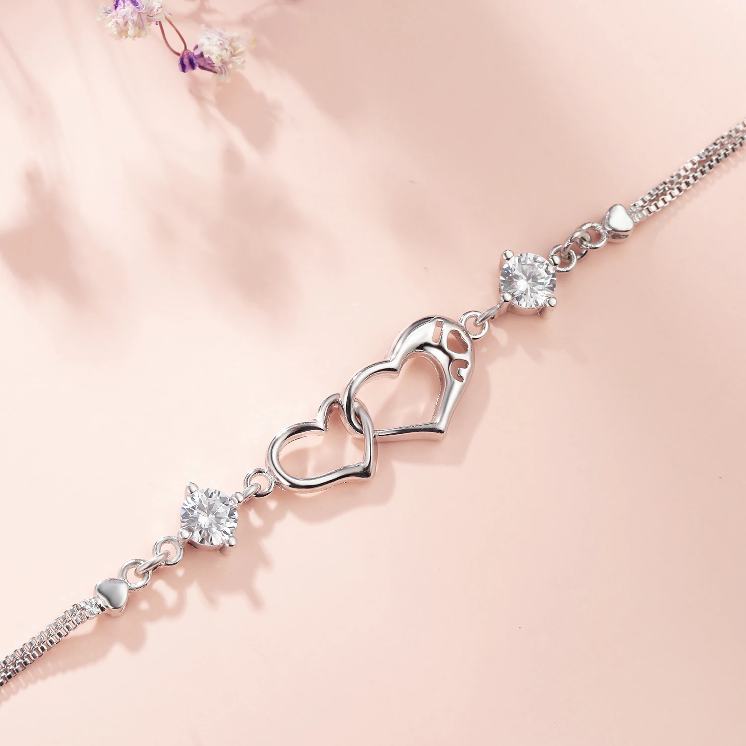 New Year Zircon Women\'s Chain Heart Bracelet