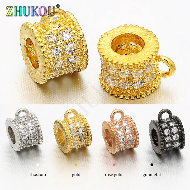 7*5mm Supplies for Brass Cubic Zirconia Round Beads DIY Jewelry Findings Accessories,Hole: 3mm, Model: VZ127