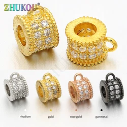 7*5mm Supplies for Brass Cubic Zirconia Round Beads DIY Jewelry Findings Accessories,Hole: 3mm, Model: VZ127