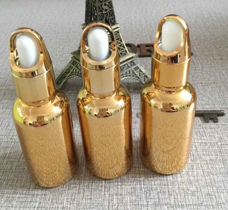 ขายส่ง100Pcs Gold 1 Oz ขวด,Golden 30Ml Dropper ขวดน้ำหอม,1 Oz ขวด Dropper แก้ว