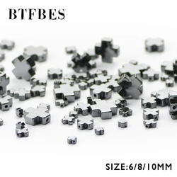 BTFBES High Quality Jesus Cross Black Hematite Beads Natural Stone Ore 4/6/8/10/12mm Loose Beads For Jewelry Making DIY Bracelet