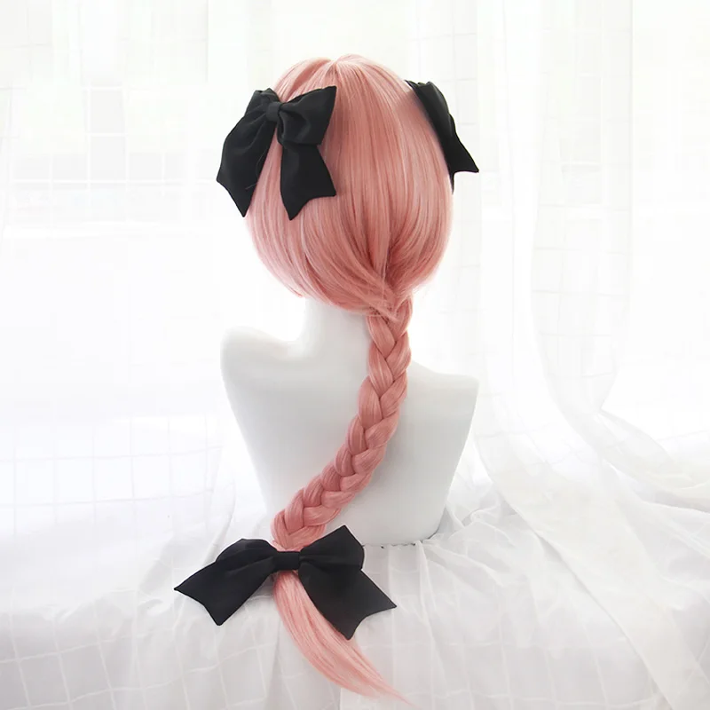 Novo jogo chegada destino apocryph astolfo cosplay perucas 75cm rosa resistente ao calor do cabelo sintético perucas peruca cosplay