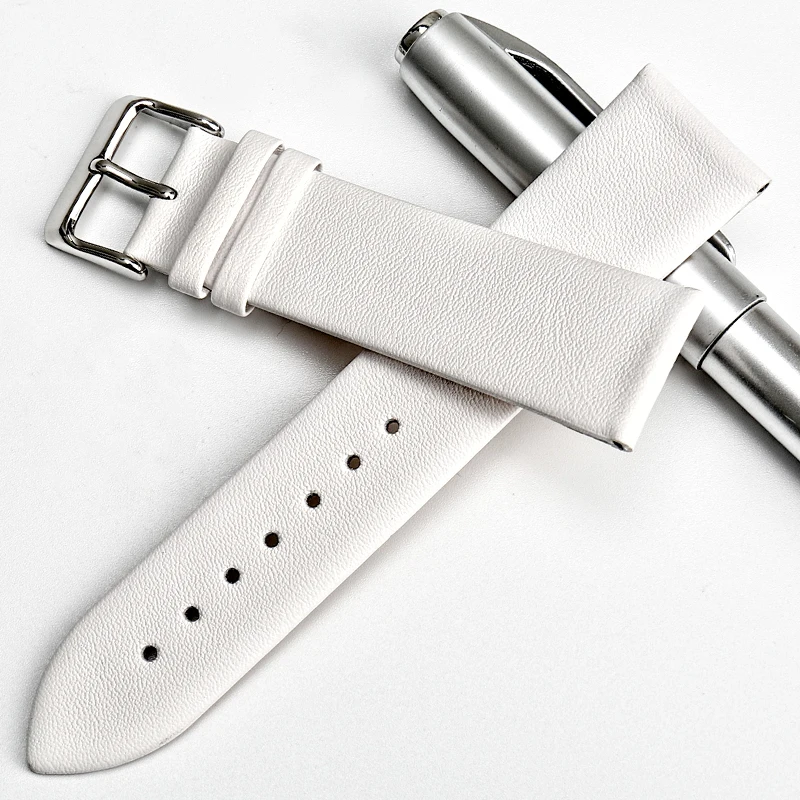 MAIKES New design watchband watch accessories white watch strap 12-24mm thin cow leather watch band women watch bracelet for DW