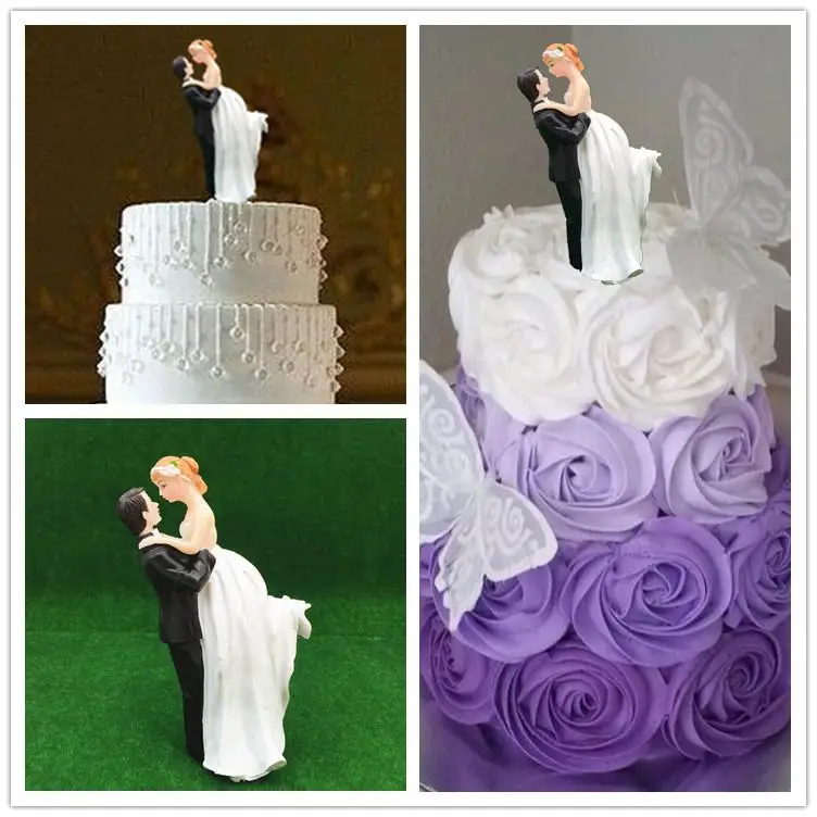 

Kiss On The Cake Bride And Groom Wedding Cake toppers Topper Resin Craft Cake Decorations supplies