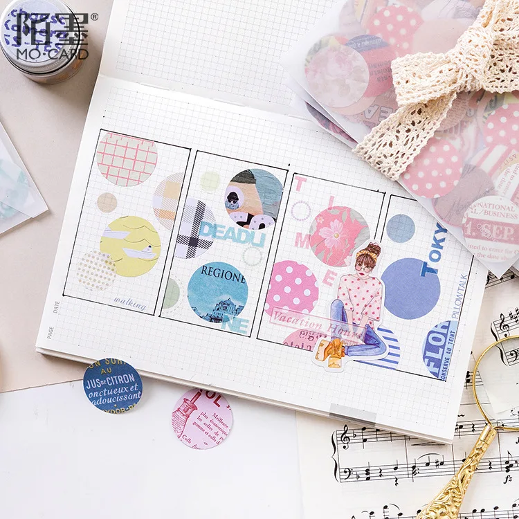 10 Sets/Lot Retro Junk Journal Round Series Sticker Decorative Mobile Stickers DIY Scrapbooking Craft Stickers