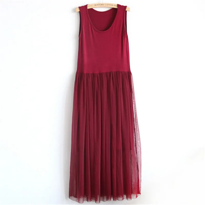 2021 New Style Maxi Long Dress Women Fashion Casual Sleeveless Gauze dress Vintage Party Vestidos Ladies su0030