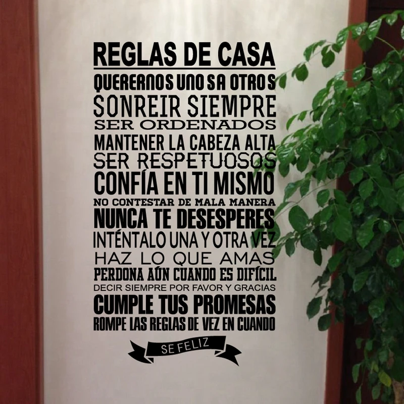 Spanish house rules wall stickers home decor , Vinyl Decal Spanish Version Family Quotes Home Decoration