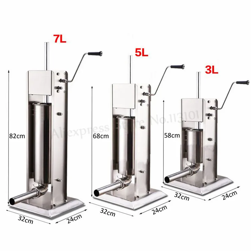 Commercial Sausage Stuffer Stainless Steel Churros Sausage Making Machine Vertical 3L Kitchen Sausage Meat Filler Brand New