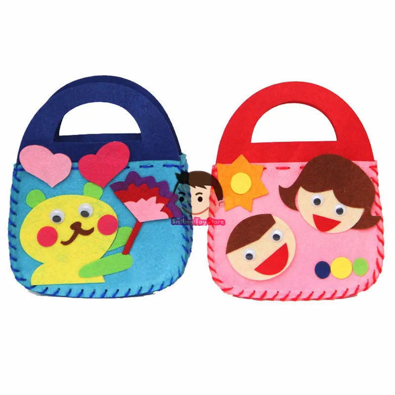 Tecido não-tecido diy bolsa crianças artesanato brinquedo mini saco não-tecido pano colorido artesanal saco dos desenhos animados animais crianças bolsas