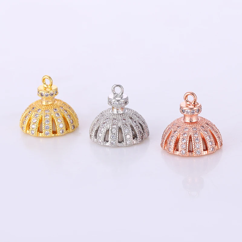 New Fashion Jewelry Shining Zircon Crown Floating Charms For Jewelry Making Diy Micro Pave Jewelry Connectors Bijoux Berloques