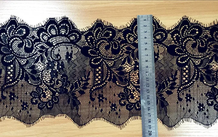 

9 yard(3pcs) 19cm 7.48" wide ivory/black eyelash mesh tapes lace trim ribbon 9060 QL4K67