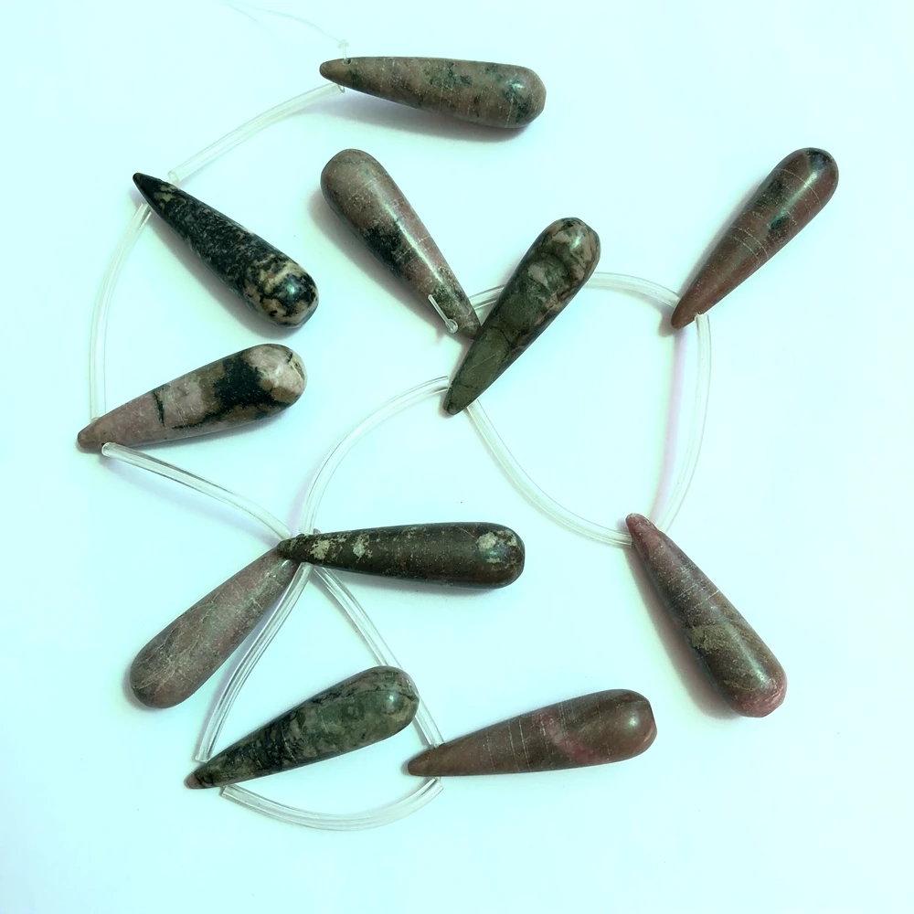

Wholesale 1string Natural Rhodonite Gem stone Beads10x37mm Water Drop Beads,Loose Stone Beads For Jewelry making 15.5"