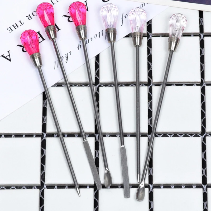 Creative Diamond Head Crystal Epoxy Tools DIY Mix Nail Polish UV Glue Slime Mud Clay Stir Tool Practical Handcraft Supplies