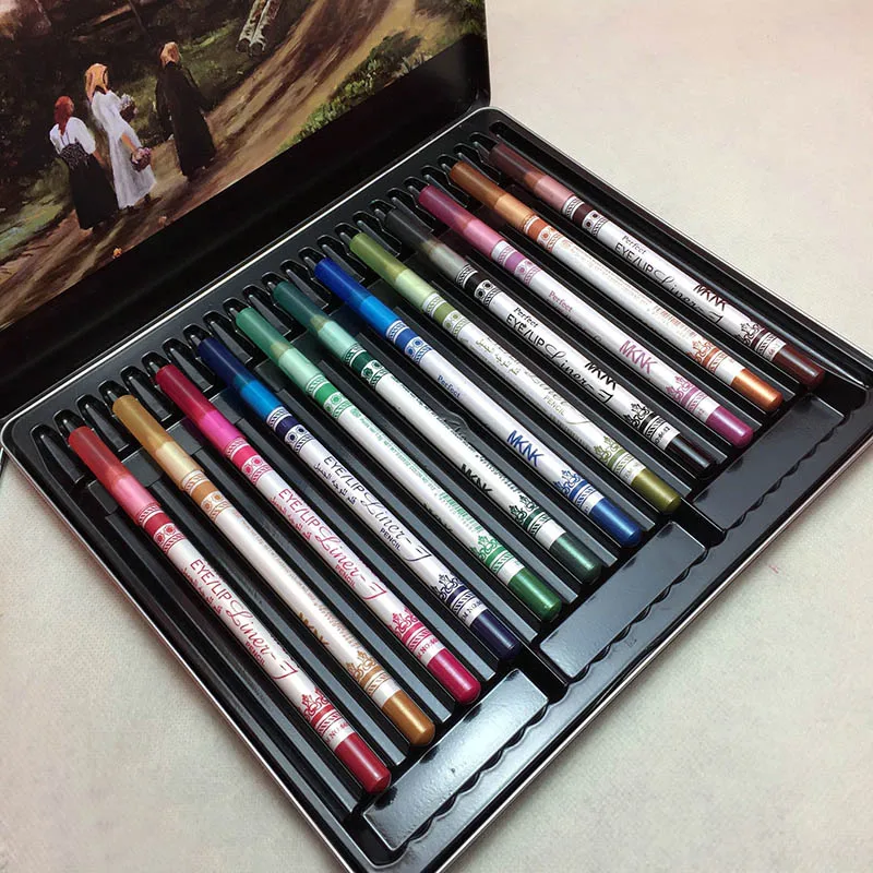 New 12pcs Shimmer Eyeliner Pencil Long Lasting Waterproof Women Colorful Eyebrow Lipliner Pencils Eyes Maquiagem Crayon Eyeliner