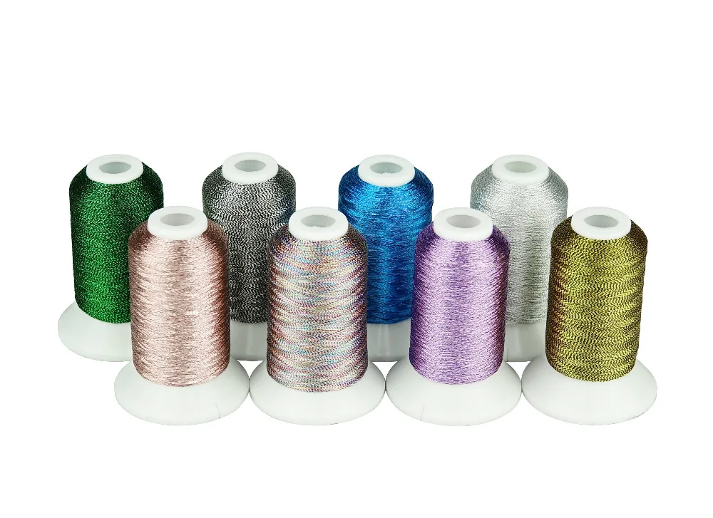 SIMTHREAD 8 Pearl Colors/kit Metallic Embroidery Thread 550 Yards/Cone  for Home Machine