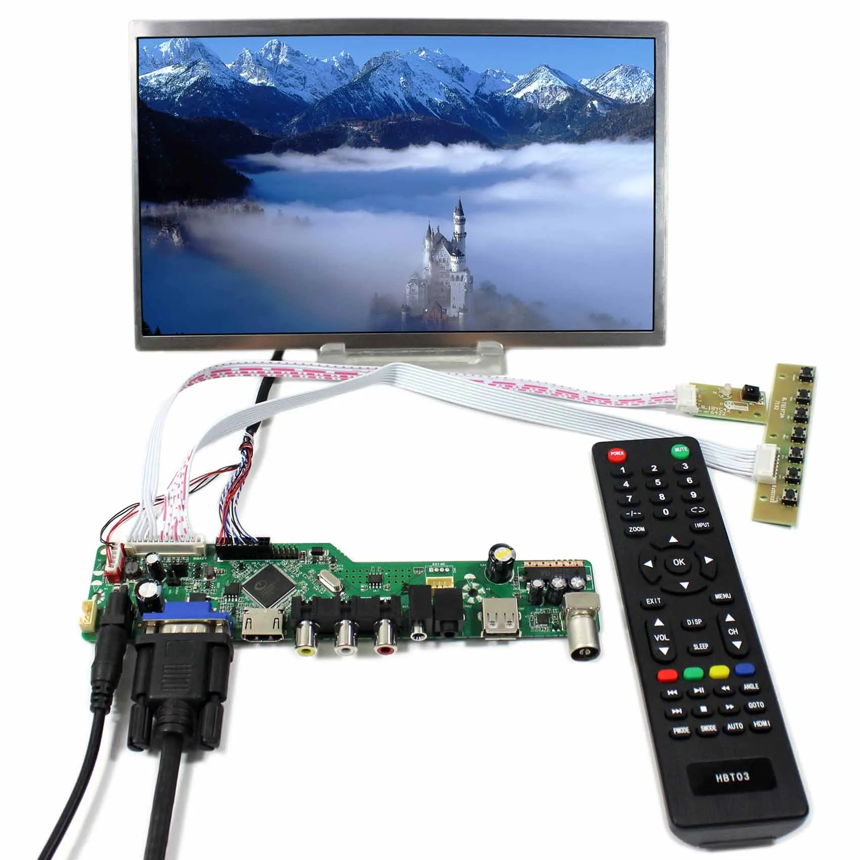 

TV/HD MI/VGA/AV/USB/AUDIO LCD controller Board+10.1inch B101AW03 1024x600 LCD Panel LTN101NT02 B101AW03 N101L6 LP101WSA