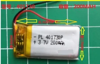 

2Pcs/Lot 3.7V 200Mah 401730 Polymer Lithium Ion Li-po Rechargeable Battery For MP3 MP4 Speaker Drive Recorder